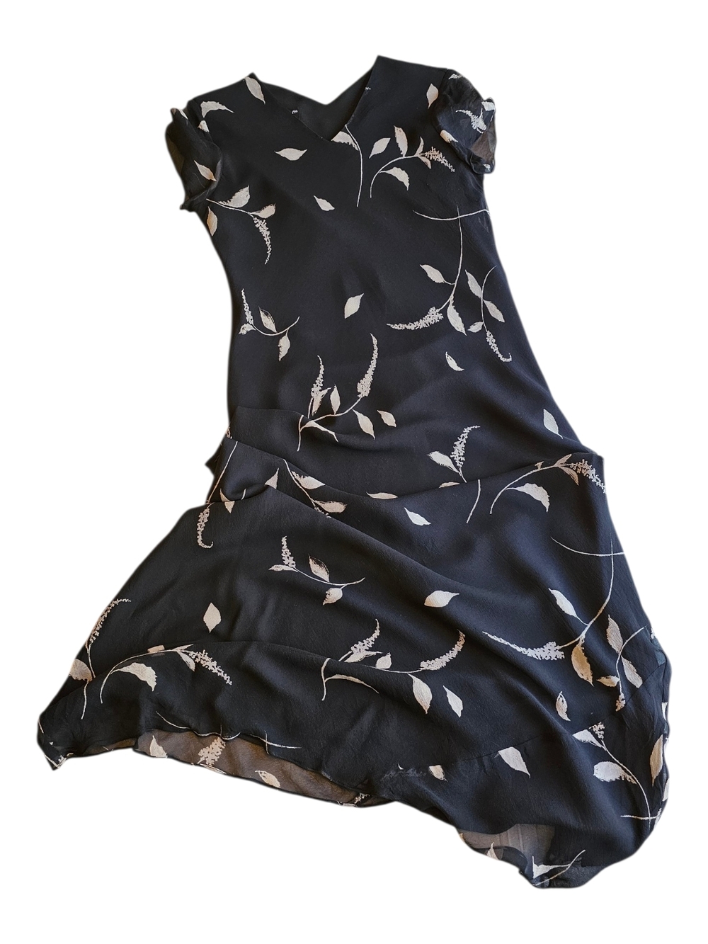 INC International Concepts 100% Silk Midi Dress Size 6 Black Floral Slip 90s Min - Picture 3 of 14